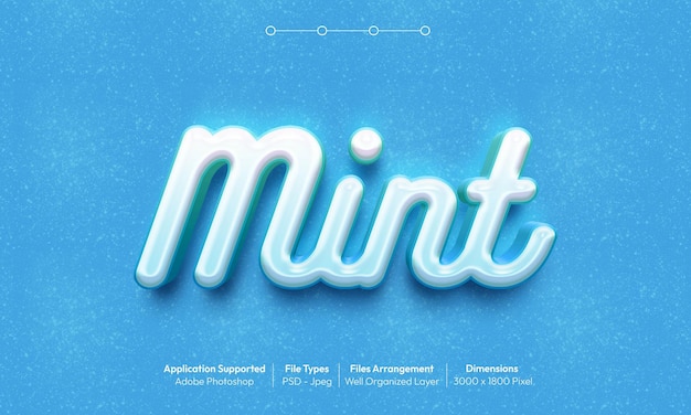 Efecto de texto menta con estilo de fuente 3d