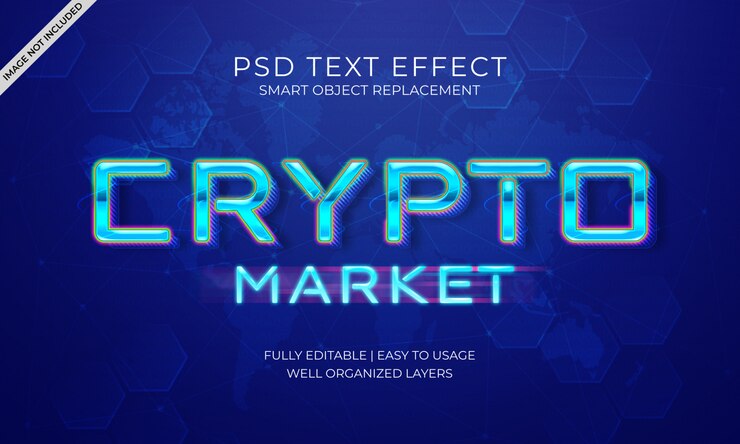 PSD efecto de texto del mercado de crypto