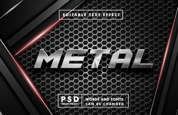 PSD efecto de texto de metal 3d. efecto de texto editable con textura de metal. archivos psd