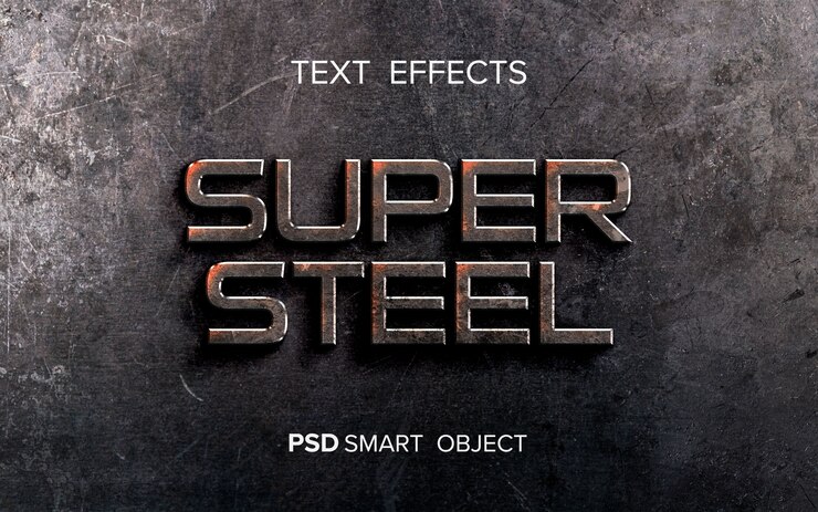 PSD efecto de texto de metal brillante