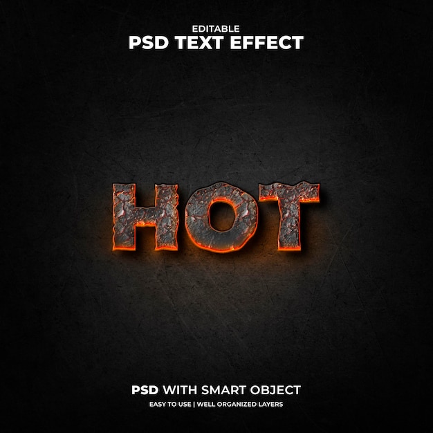 PSD efecto de texto de metal caliente