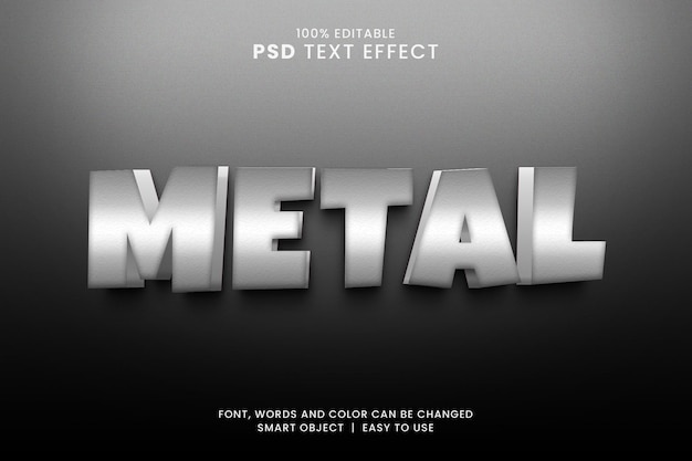 Efecto de texto de metal de estilo 3d