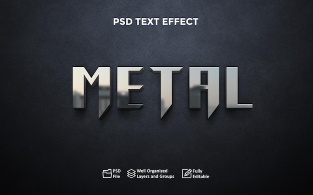 efecto de texto metal negro