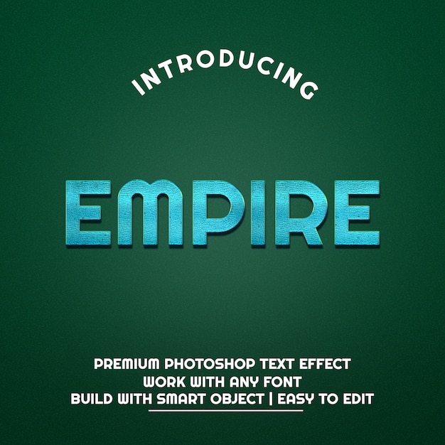 Efecto de texto metálico azul 3d empire premium psd