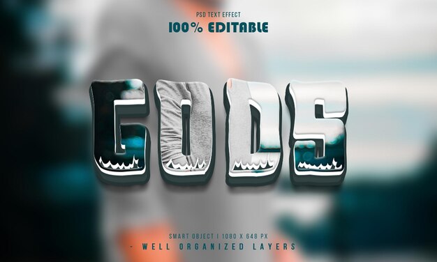 Efecto de texto metálico brillante en 3D