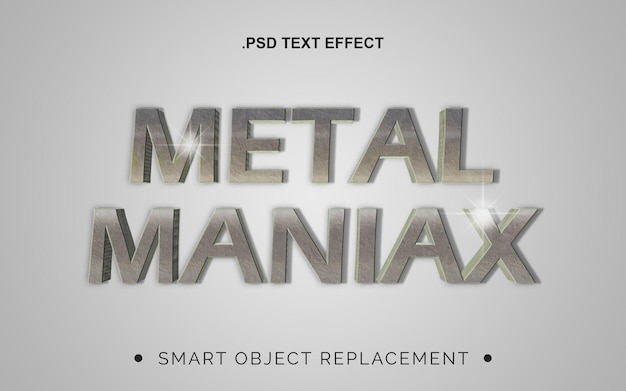 PSD efecto de texto metálico cromado realista en 3d