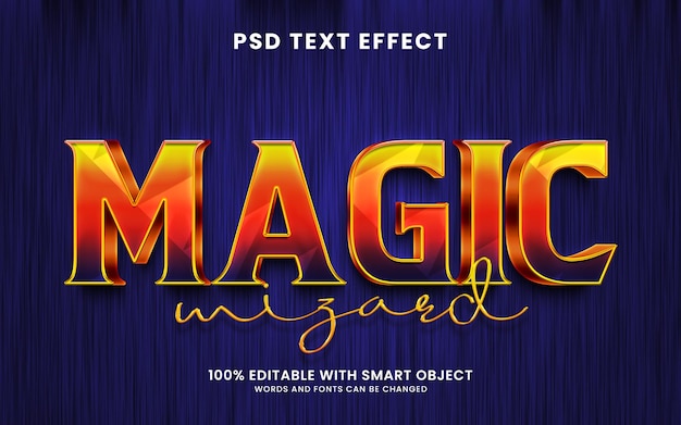 PSD efecto de texto metálico de estilo mágico 3d