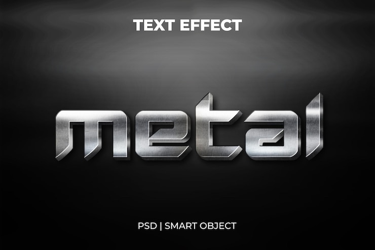 PSD efecto de texto metálico grunge