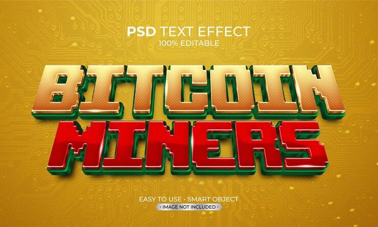 PSD efecto de texto de mineros de bitcoin