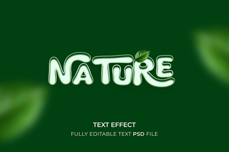 PSD efecto de texto moderno fresco de la naturaleza