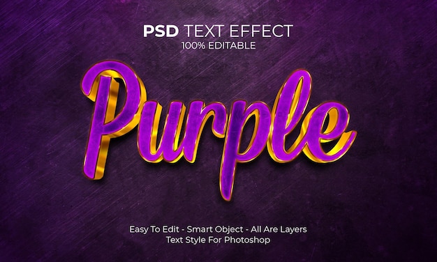 PSD efecto de texto morado