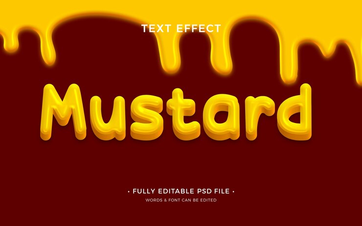 PSD efecto de texto mostaza