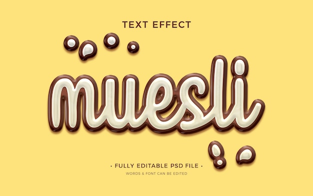 PSD efecto de texto de muesli