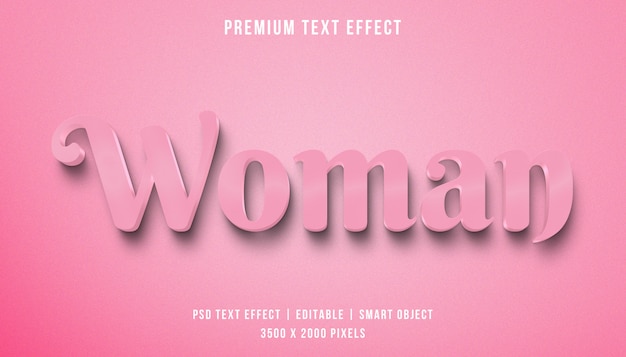 PSD efecto de texto de mujer 3d