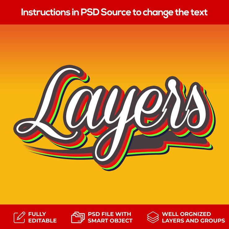 PSD efecto de texto multicapas en adobe photoshop