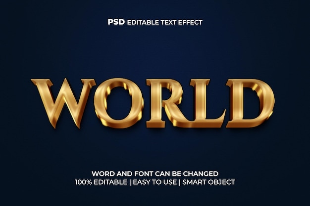 PSD efecto de texto de mundo 3d