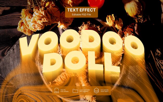Efecto de texto de muñeca vudú