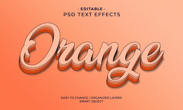 PSD efecto de texto naranja colorido moderno