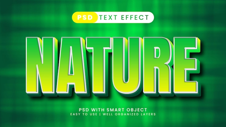 PSD efecto de texto de naturaleza verde