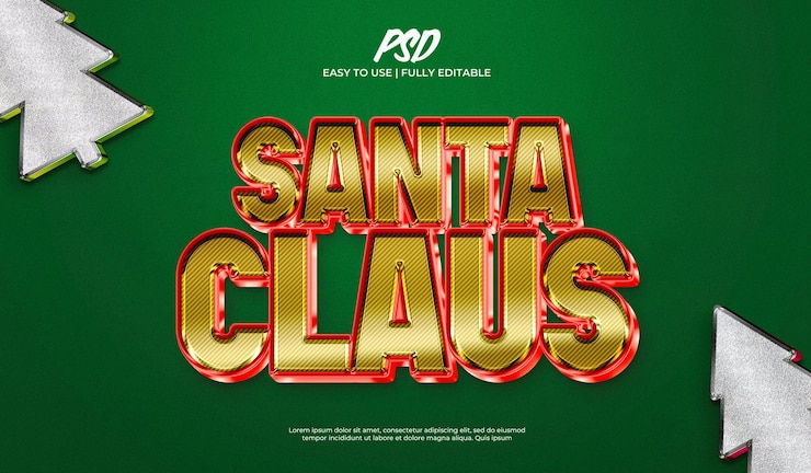 PSD efecto de texto de navidad de santa claus