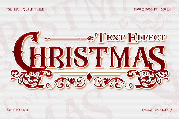 PSD efecto de texto de navidad