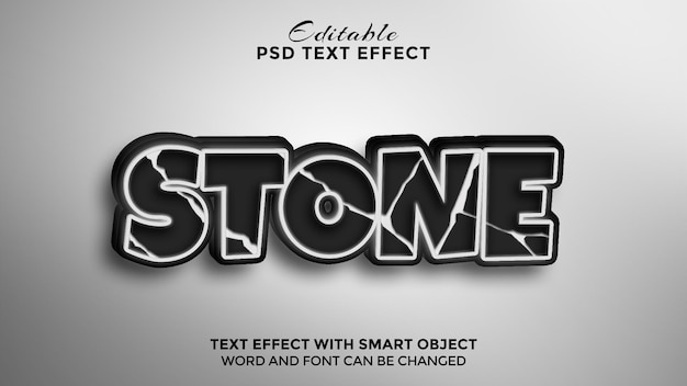 PSD efecto de texto negro piedra 3d editable