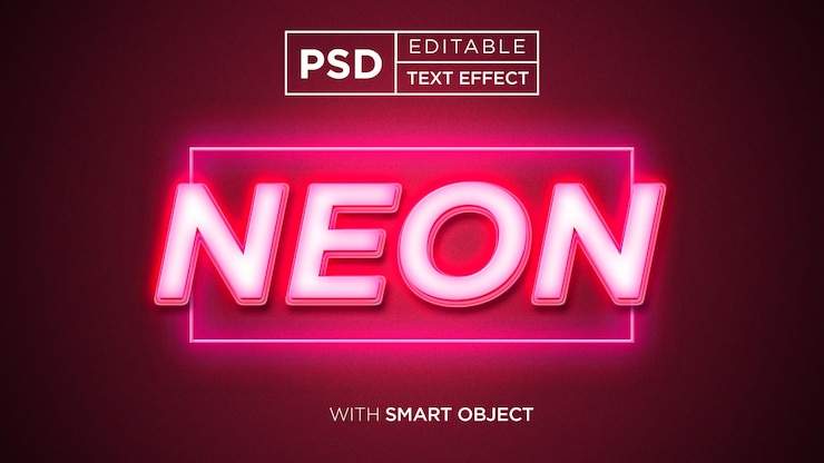PSD efecto de texto de neón brillante