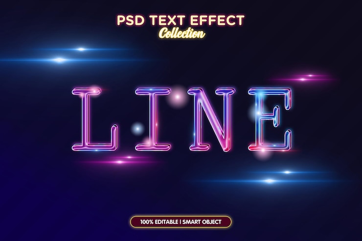 PSD efecto de texto de neón de brillo de línea