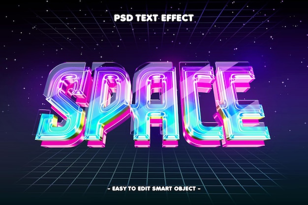 PSD efecto de texto de neón espacial 3d