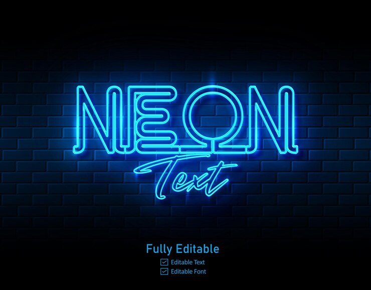 PSD efecto de texto de neón para logotipo de efecto de neón y efecto de texto de neón y efecto de luz de neón