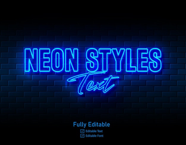 efecto de texto de neón para logotipo de efecto de neón y efecto de texto de neón y efecto de luz de neón