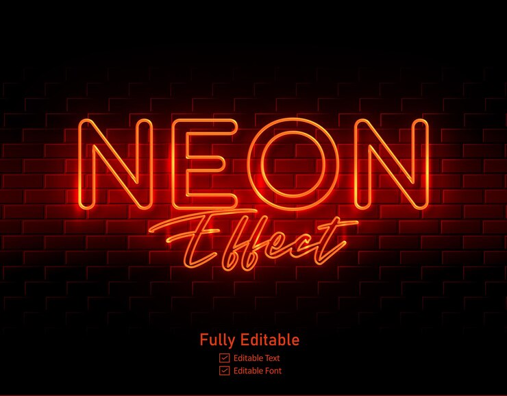 PSD efecto de texto de neón para logotipo de efecto de neón y efecto de texto de neón y efecto de luz de neón