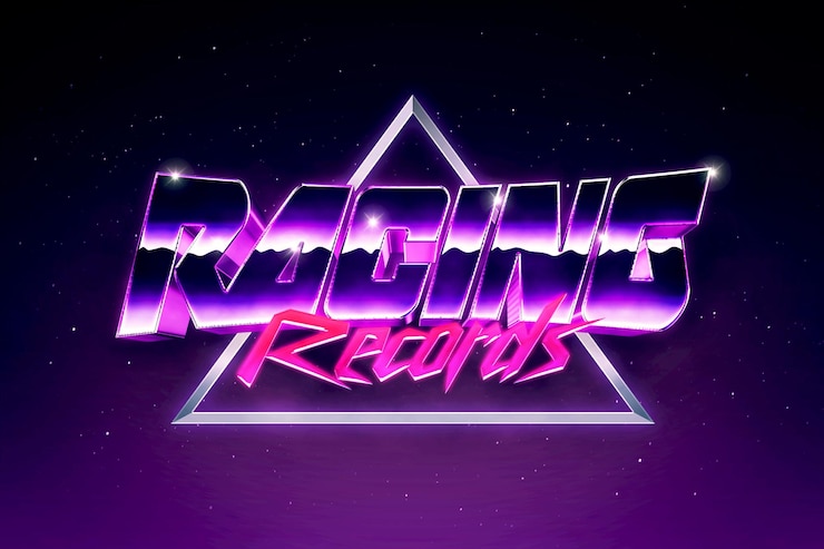 PSD efecto de texto neon retro en 3d