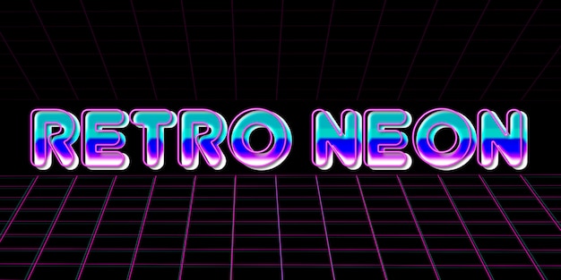 PSD efecto de texto de neón retro estilo años 80