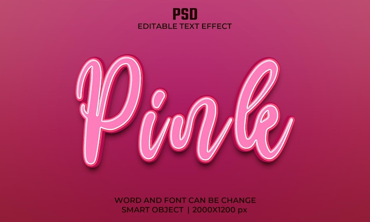 PSD efecto de texto de neón rosa con fondo rosa.