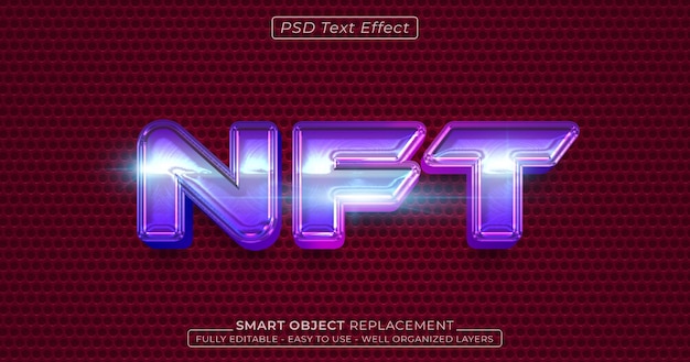 Efecto de texto nft estilo 3d editable