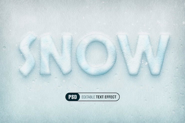 PSD efecto de texto de nieve helada