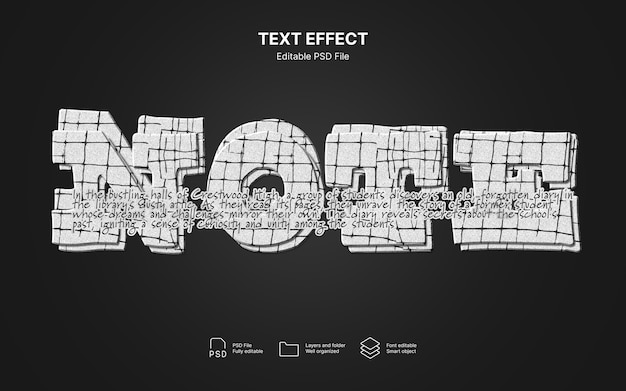 Efecto de texto de las notas