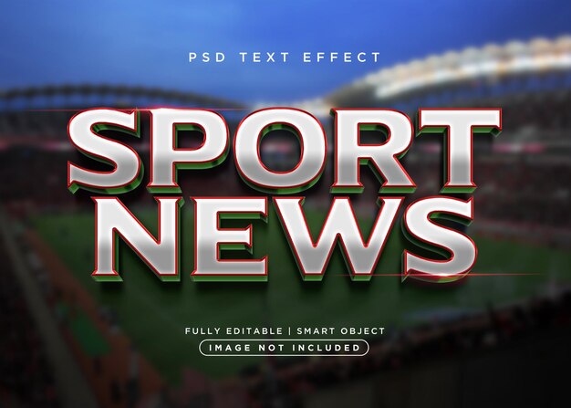 Efecto de texto de noticias deportivas de estilo 3d