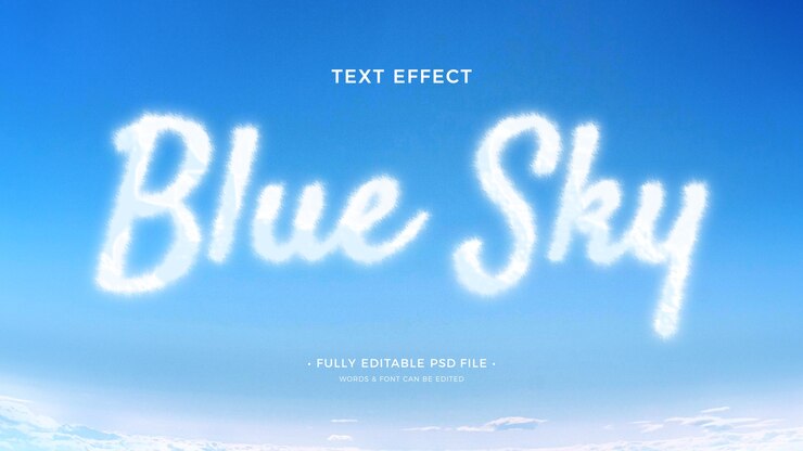 PSD efecto de texto de nubes