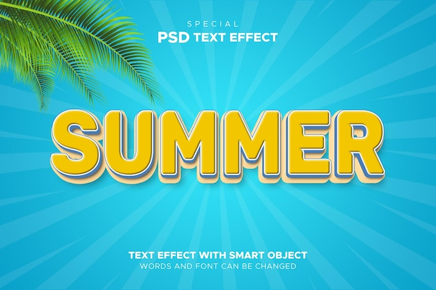 PSD efecto de texto objeto inteligente de verano editable.