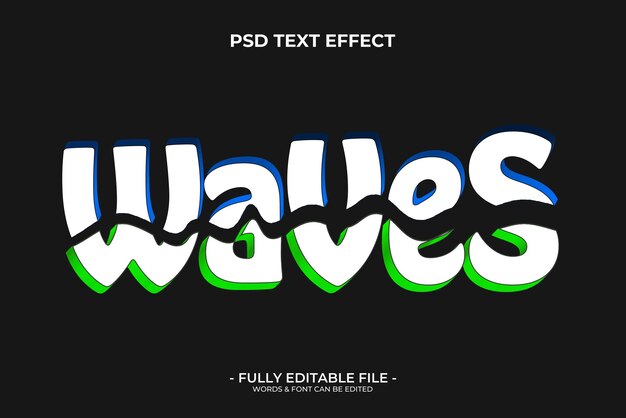 efecto de texto de ondas en rodajas 3d