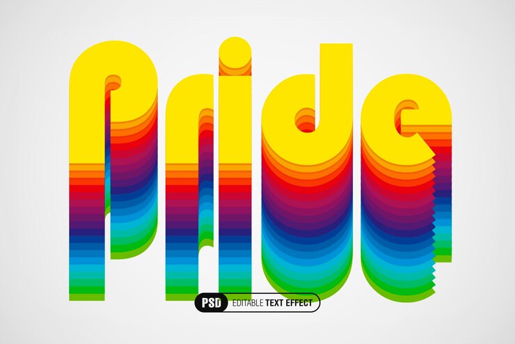 PSD efecto de texto de orgullo con los colores del arco iris