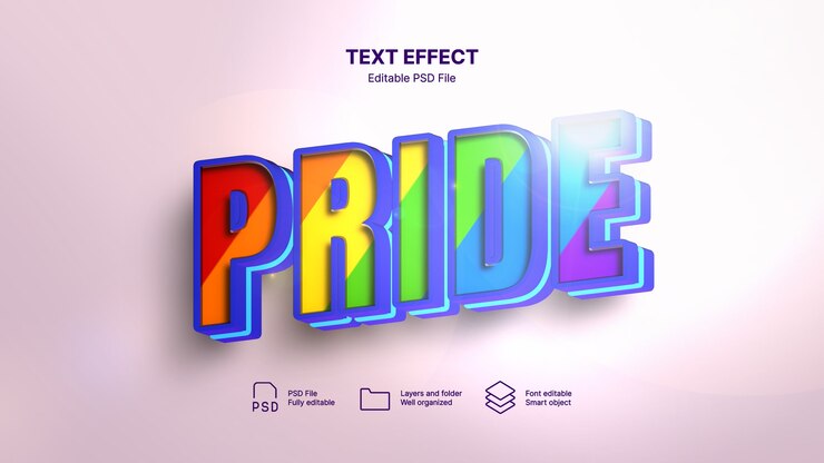 PSD efecto de texto de orgullo