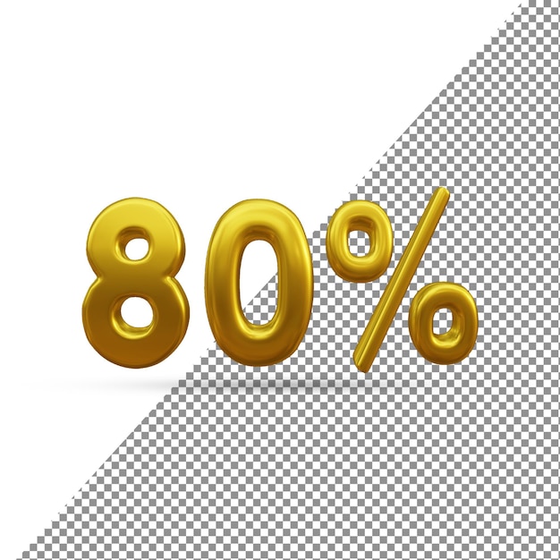 Efecto de texto de oro 3D del 80 por ciento