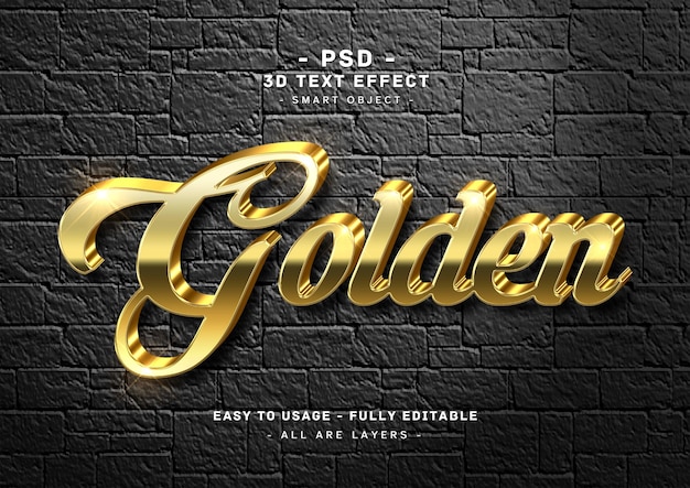 Efecto de texto de oro 3d