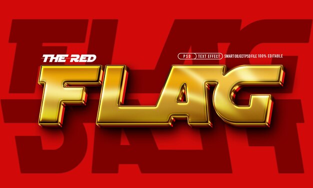 El efecto del texto de oro de la bandera roja para el marketing y la marca