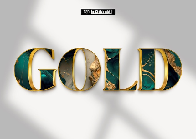 Efecto de texto de oro de lujo PSD Efectos de texto de lujo 3D