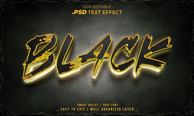 Efecto de texto de oro negro