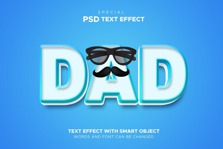 PSD efecto de texto papá objeto inteligente editable